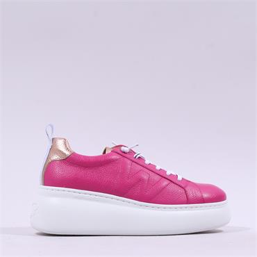 Wonders Curvy Platform Lace Trainer - Fuchsia Leather